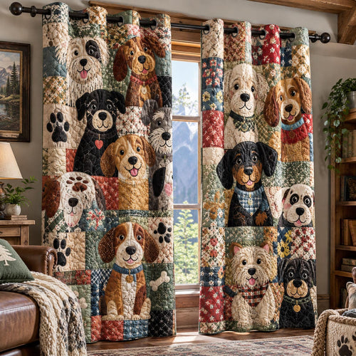 Rustic Dog Family Quilted Curtains NCU0DV10378