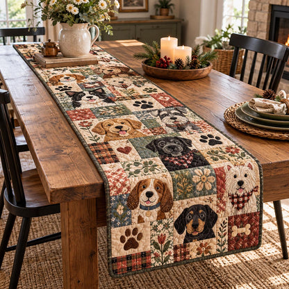 Rustic Dog Family Quilted Table Runner NCU0DV10462