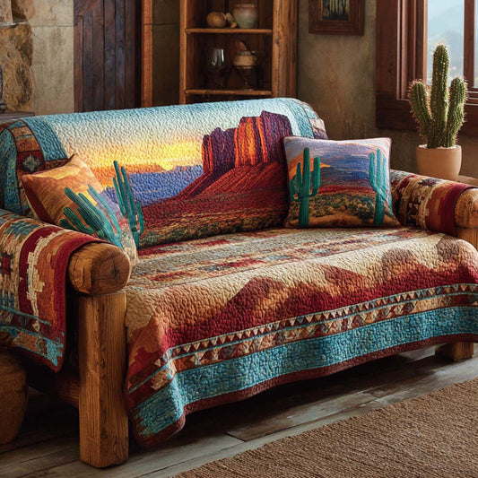 Rustic Ember Quilted Sofa Cover NCU0XD1484
