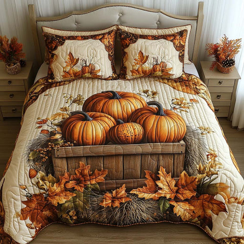 Rustic Fall Nest 3-Piece Quilted Bedding Set NCU0NT8771