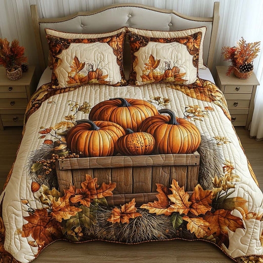 Rustic Fall Nest 3-Piece Quilted Bedding Set NCU0NT8771