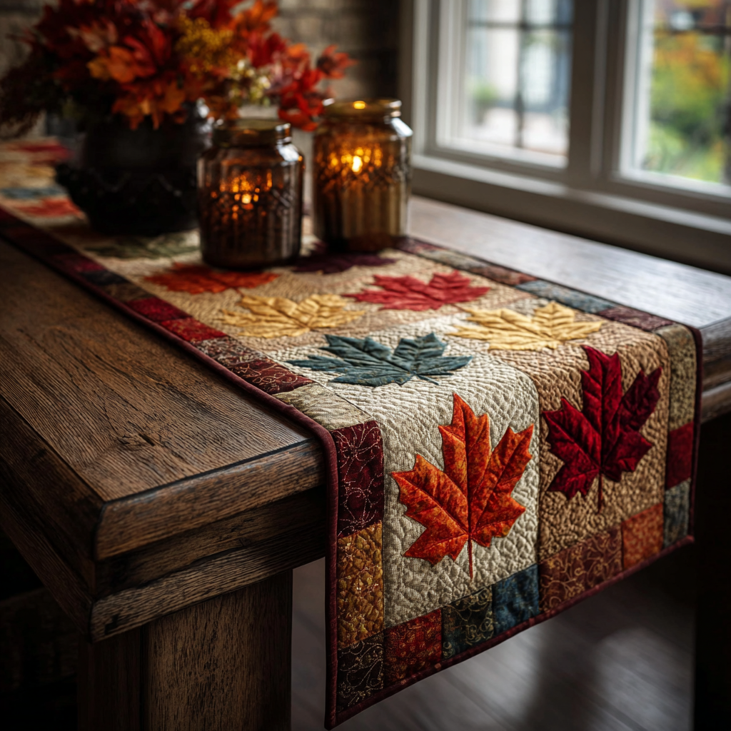 Rustic Fall Quilted Table Runner NCU0DK8676