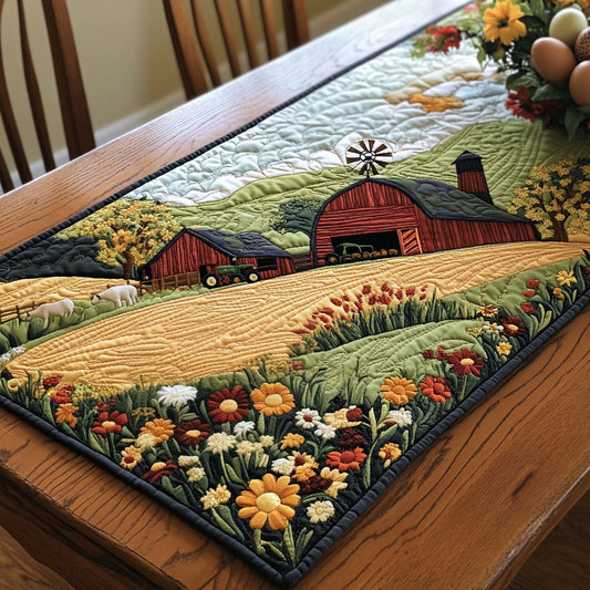 Rustic Farm Charm Quilted Table Runner NCU0PT6146
