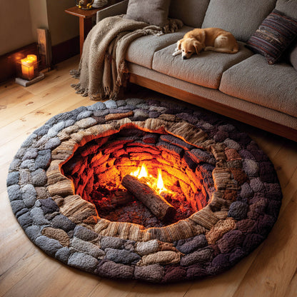 Rustic Fire Gathering Quilted Round Mat NCU0TD1652