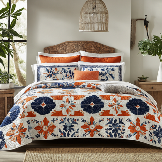Rustic Floral Harmony 3-Piece Quilted Bedding Set NCU0VL1007