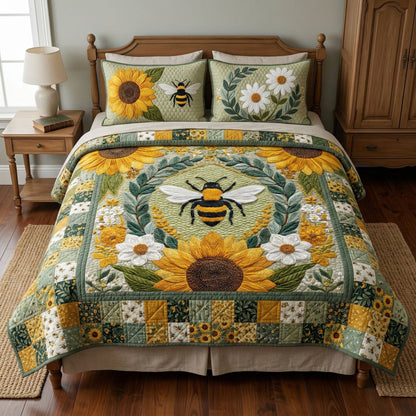 Rustic Floral Hive 3-Piece Quilted Bedding Set NCU0NT12408