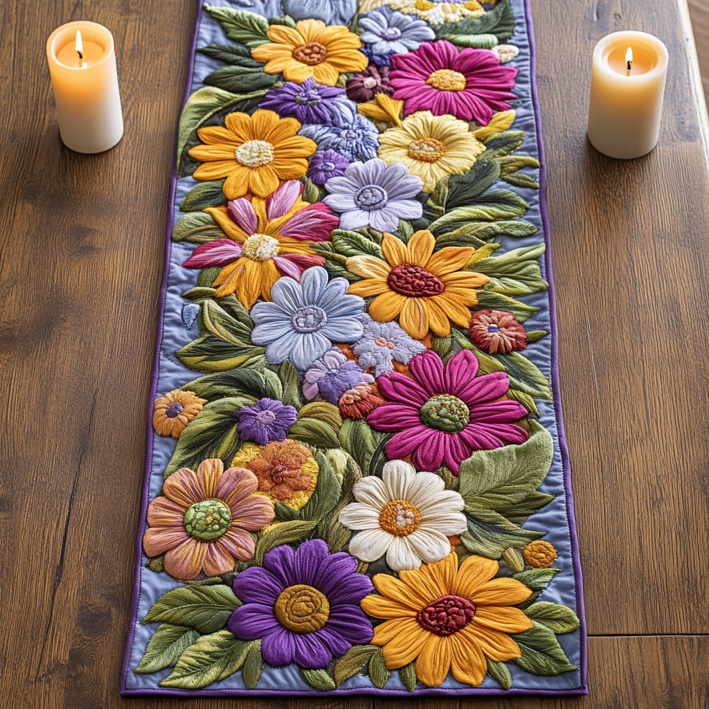 Rustic Flowers Quilted Table Runner NCU0VH5202