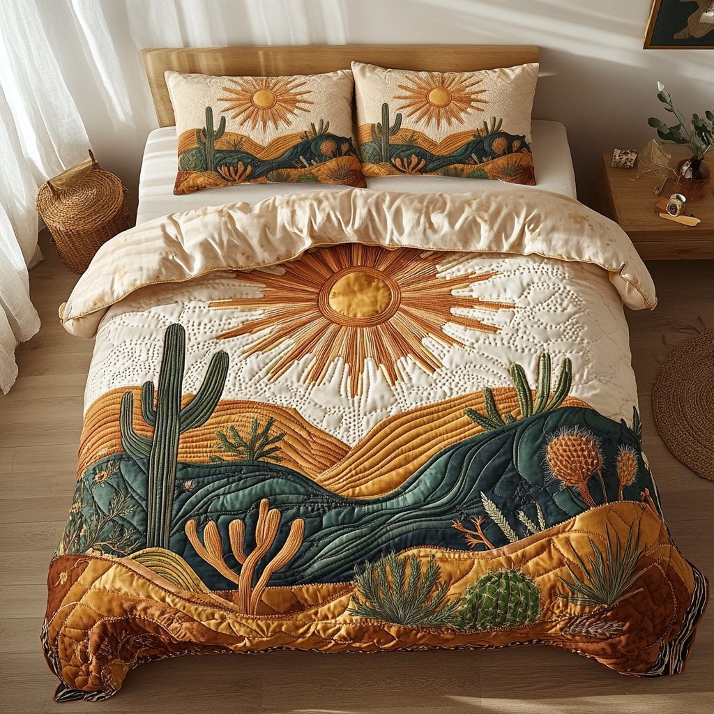 Rustic Glow 3-Piece Quilted Bedding Set NCU0VH3334