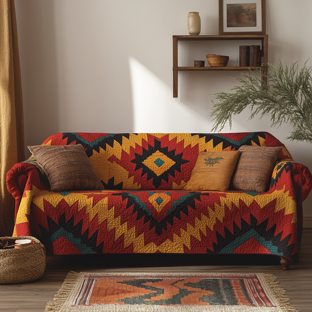 Rustic Glow Quilted Sofa Cover NCU0DK10834