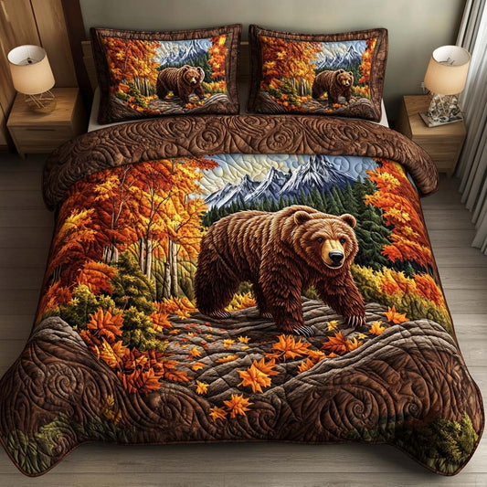 Rustic Grizzly 3-Piece Quilted Bedding Set NCU0NT8655