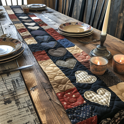 Rustic Heartbeat Quilted Table Runner NCU0DV5795