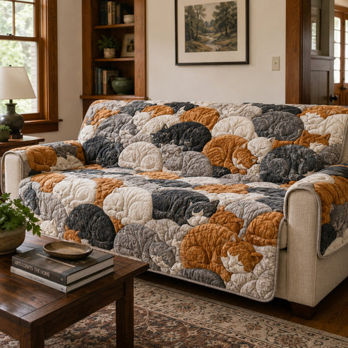 Rustic Hearth Purrs Quilted Sofa Cover NCU0VL3905