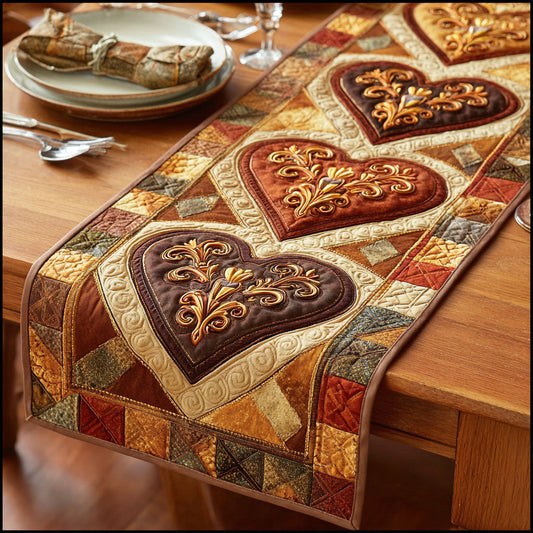 Rustic Hearts Quilted Table Runner NCU0TD2238