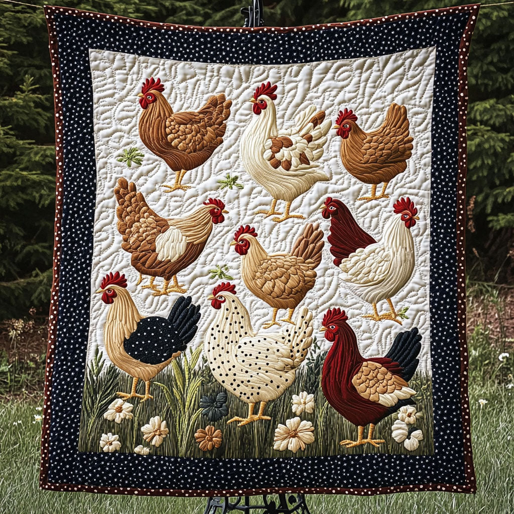 Rustic Hen Gathering Quilted Blanket NCU0NT4124