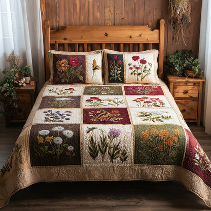 Rustic Herbarium 3-Piece Quilted Bedding Set NCU0VL3226