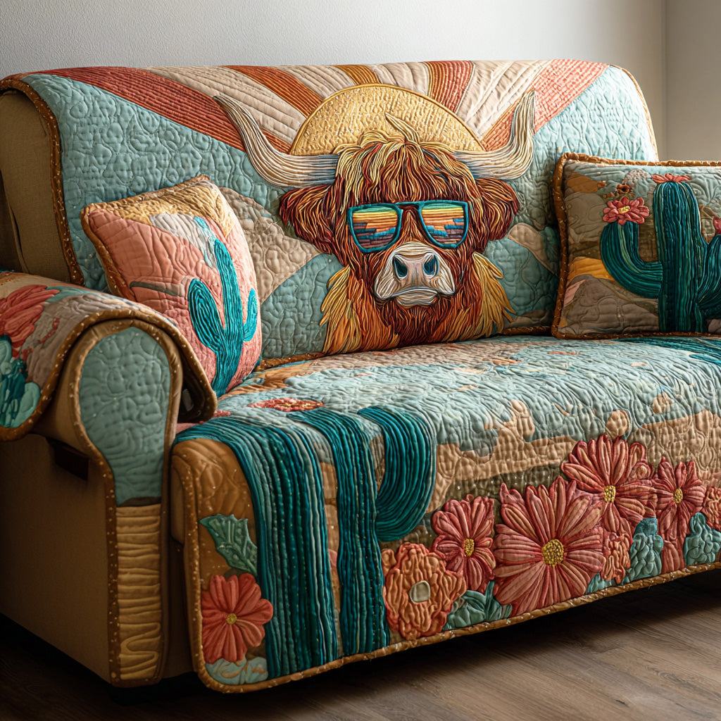 Rustic Herd Quilted Sofa Cover NCU0TD1401