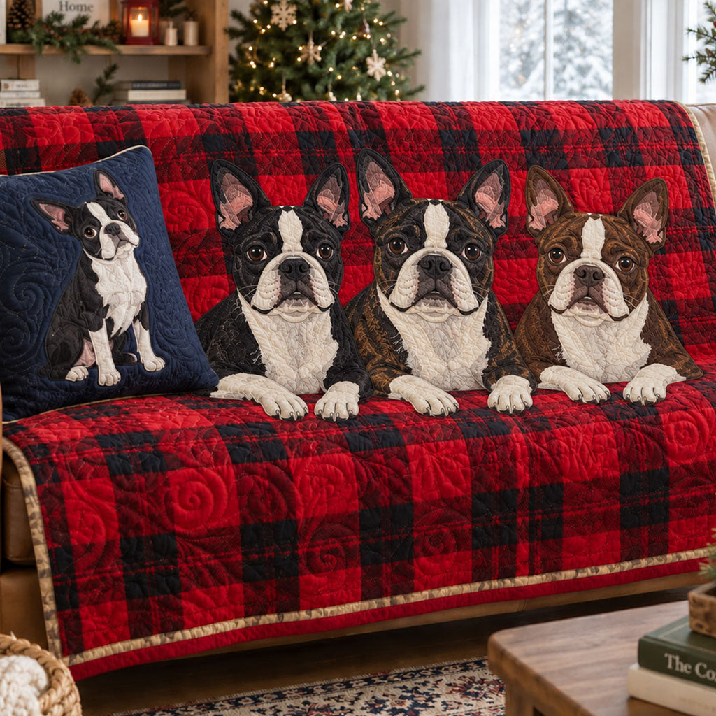 Rustic Holiday Paws Quilted Sofa Cover NCU0PT12118