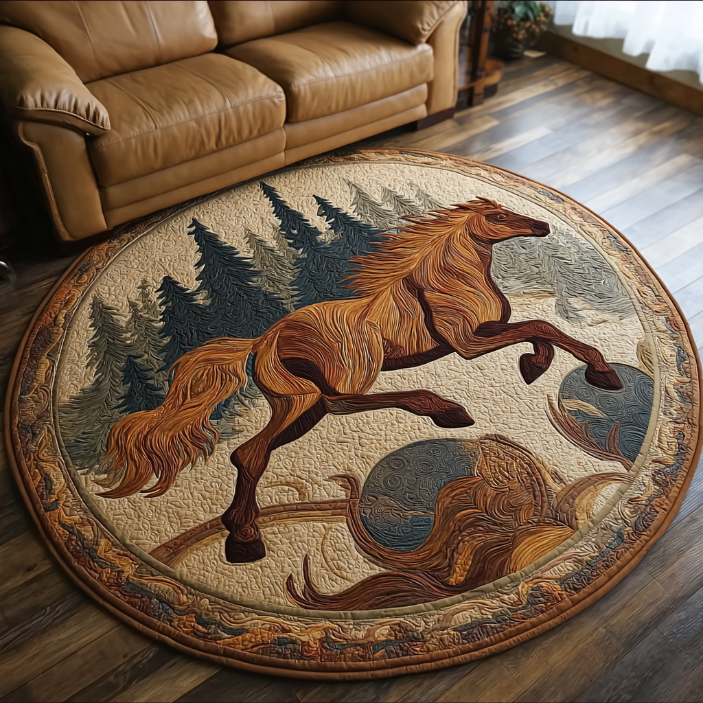 Rustic Horse Quilted Round Mat NCU0VH5747