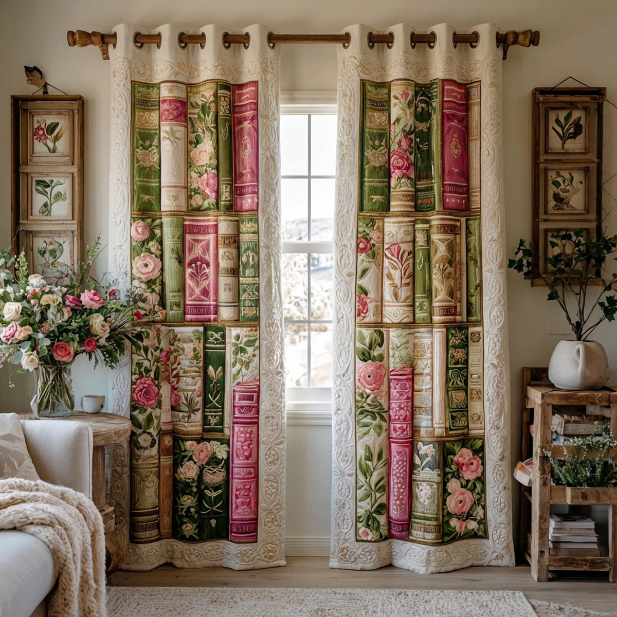Rustic Library Quilted Curtains NCU0DV9385