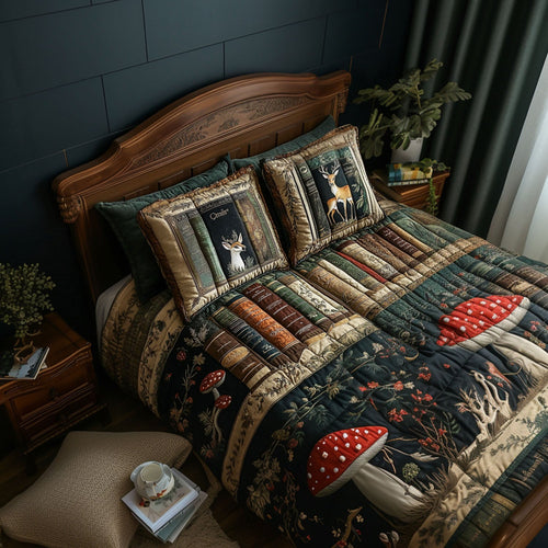 Rustic Library Retreat 3-Piece Quilted Bedding Set NCU0PT4989