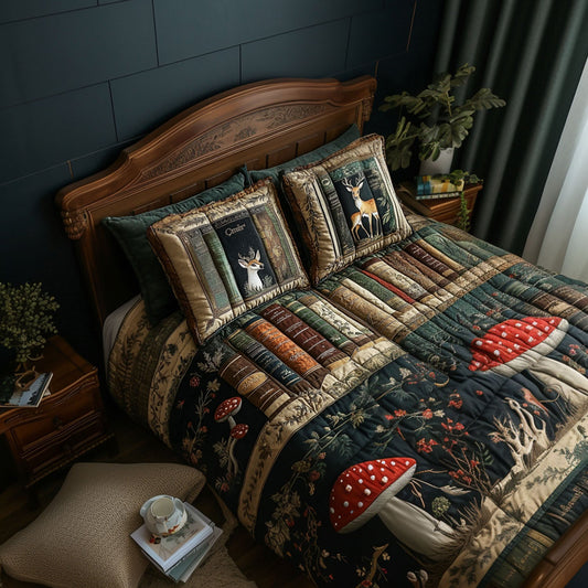 Rustic Library Retreat 3-Piece Quilted Bedding Set NCU0PT4989
