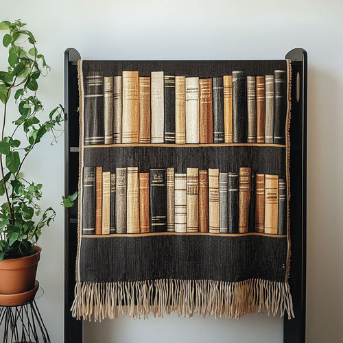 Rustic Literary Charm Woven Sofa Blanket NCU0NT4751