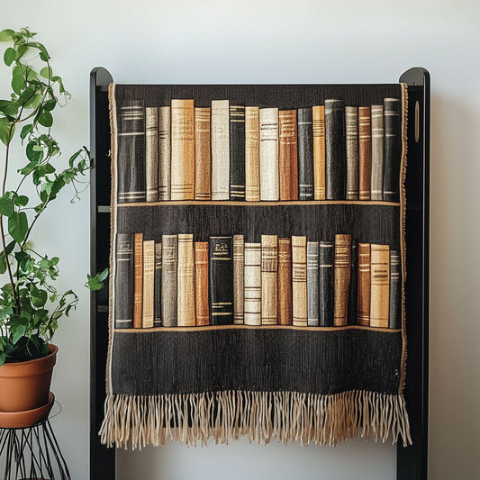 Rustic Literary Charm Woven Sofa Blanket NCU0NT4751
