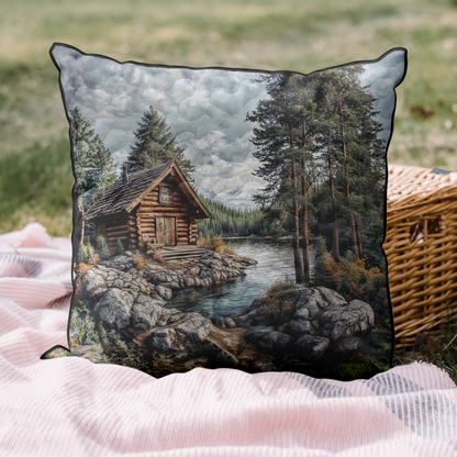 Rustic Log Cabin Quilted Pillow Case NCU0DK3936