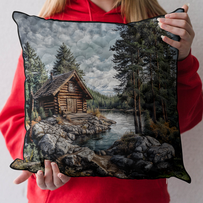 Rustic Log Cabin Quilted Pillow Case NCU0DK3936