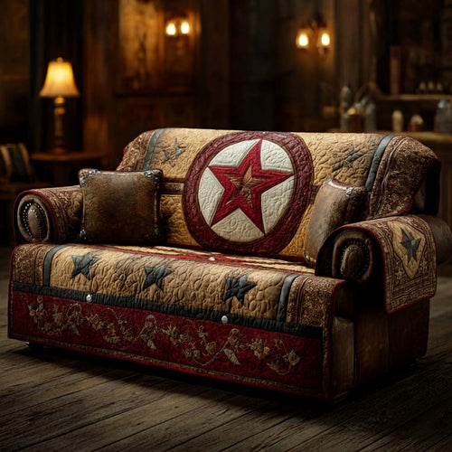 Rustic Lone Star Quilted Sofa Cover NCU0XD2129