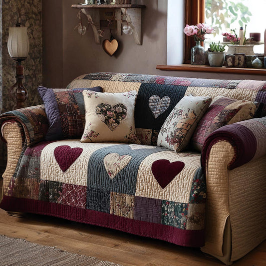 Rustic Love Quilted Sofa Cover NCU0DV9126