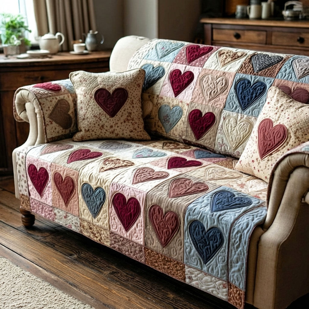 Rustic Love Quilted Sofa Cover NCU0TV1475