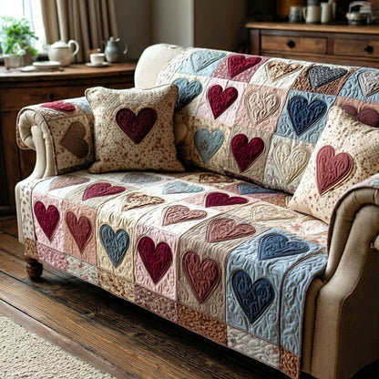 Rustic Love Quilted Sofa Cover NCU0TV1475