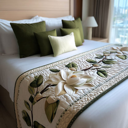 Rustic Magnolia Bloom Quilted Bed Runner NCU0PT7895