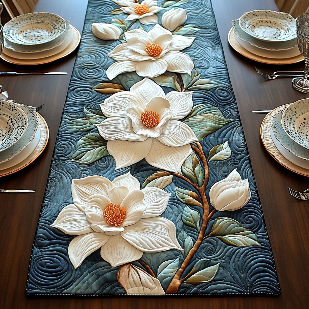 Rustic Magnolia Quilted Table Runner NCU0DV3645