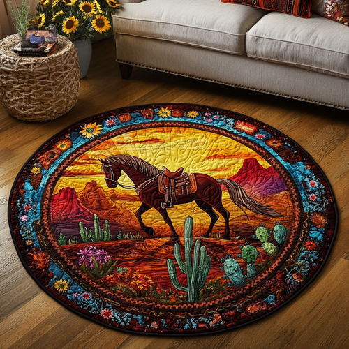 Rustic Meadow Quilted Round Mat NCU0VH2256
