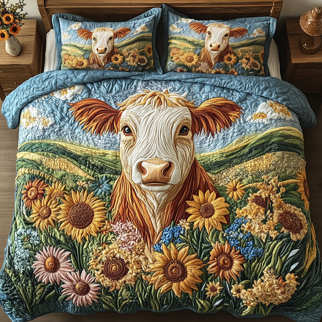 Rustic Moo 3-Piece Quilted Bedding Set NCU0VH5103