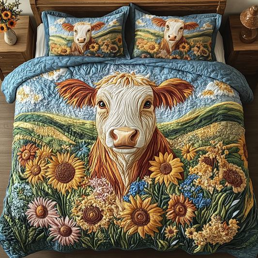 Rustic Moo 3-Piece Quilted Bedding Set NCU0VH5103