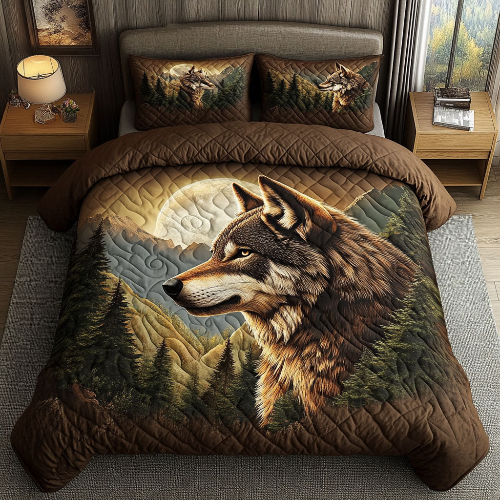Rustic Moonlit Guardian 3-Piece Quilted Bedding Set NCU0NT4911