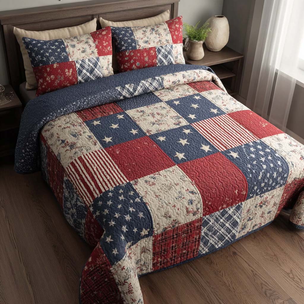 Rustic Mosaic 3-Piece Quilted Bedding Set NCU0HH1882