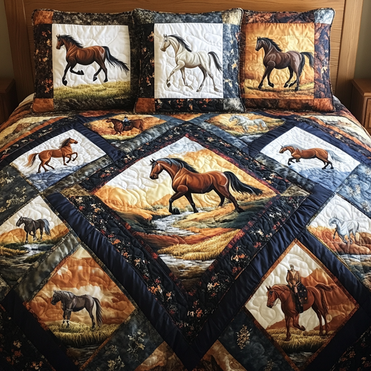 Rustic Mustang 3-Piece Quilted Bedding Set NCU0VH4873
