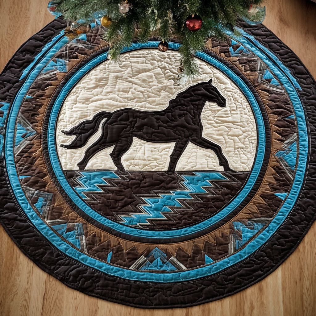Rustic Mustang Round Quilted Round Mat NCU0PT9964