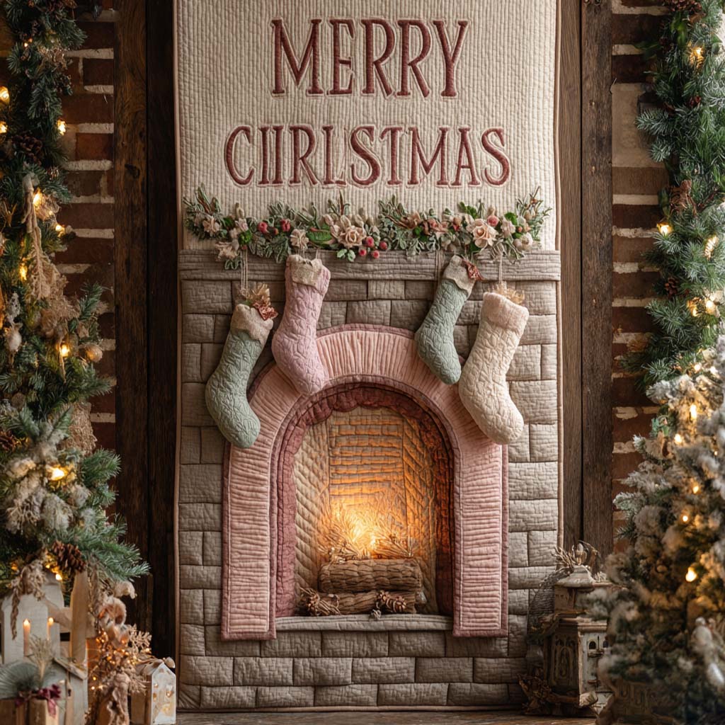 Rustic Neutral Stockings Quilted Door Cover NCU0XD2010