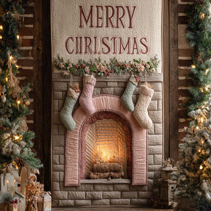 Rustic Neutral Stockings Quilted Door Cover NCU0XD2010