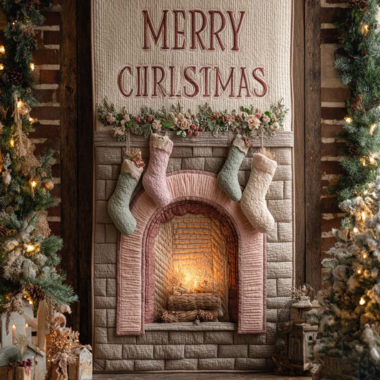 Rustic Neutral Stockings Quilted Door Cover NCU0XD2010