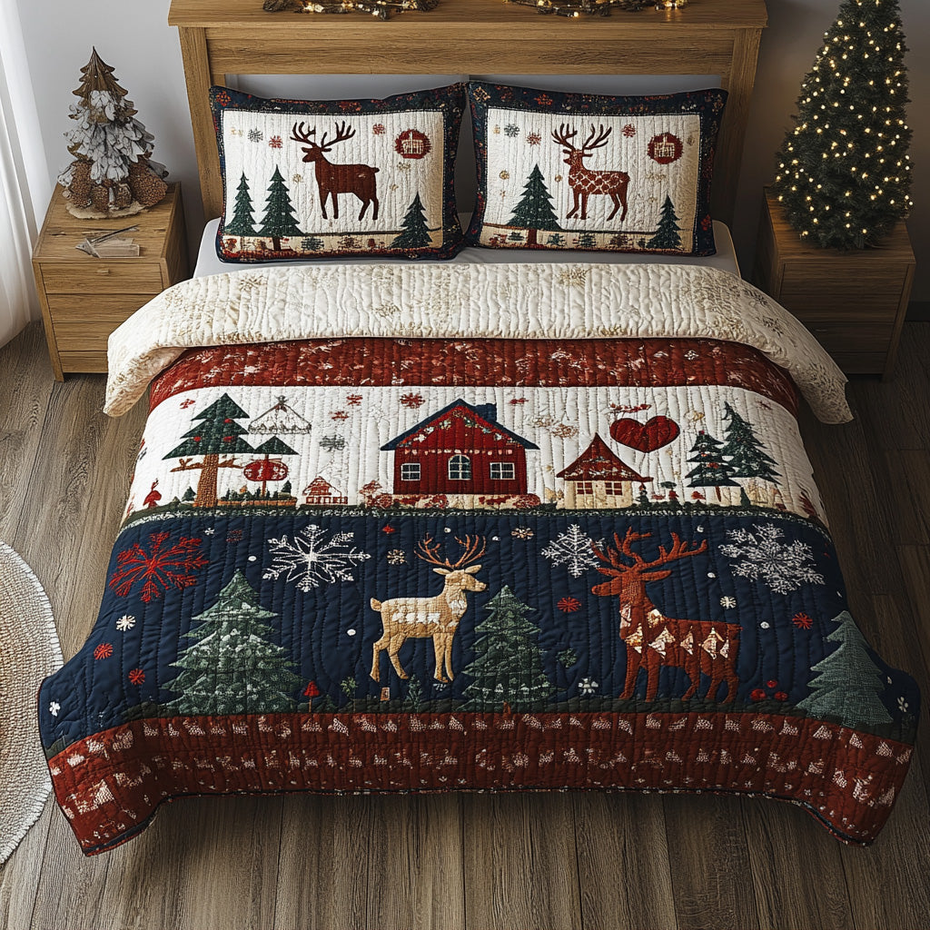 Rustic Noel 3-Piece Quilted Bedding Set NCU0VL2941