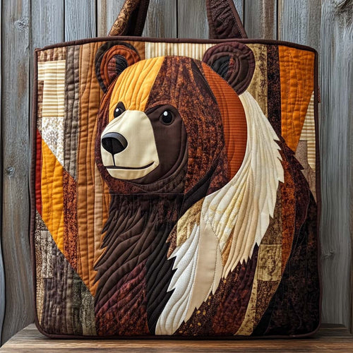Rustic Patch Bear Quilted Tote Bag NCU0XD1174
