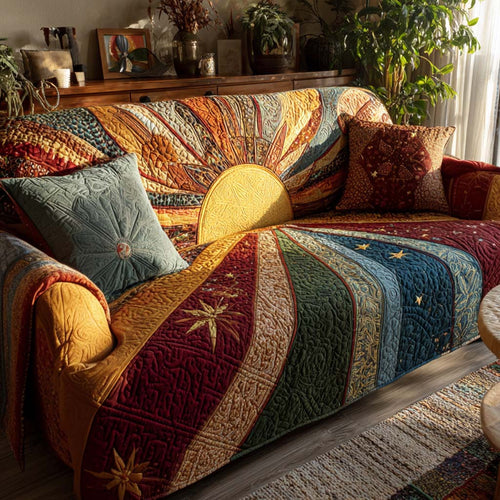 Rustic Patch Sunrise Quilted Sofa Cover NCU0XD2062