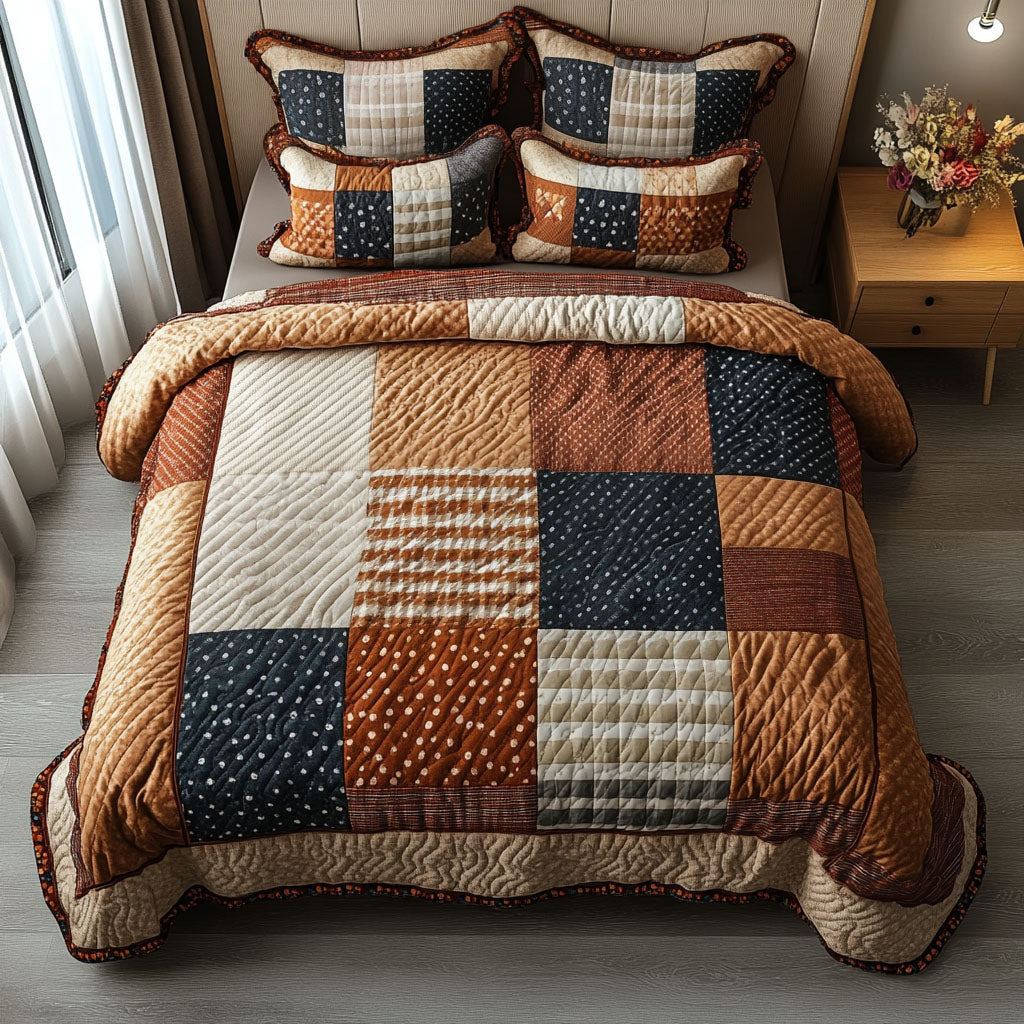 Rustic Patchwork 3-Piece Quilted Bedding Set NCU0NT4058 – Vantique