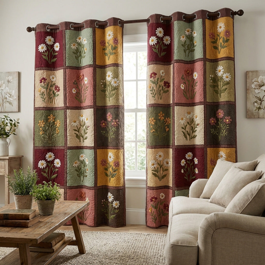 Rustic Patchwork Quilted Curtains NCU0TV1751